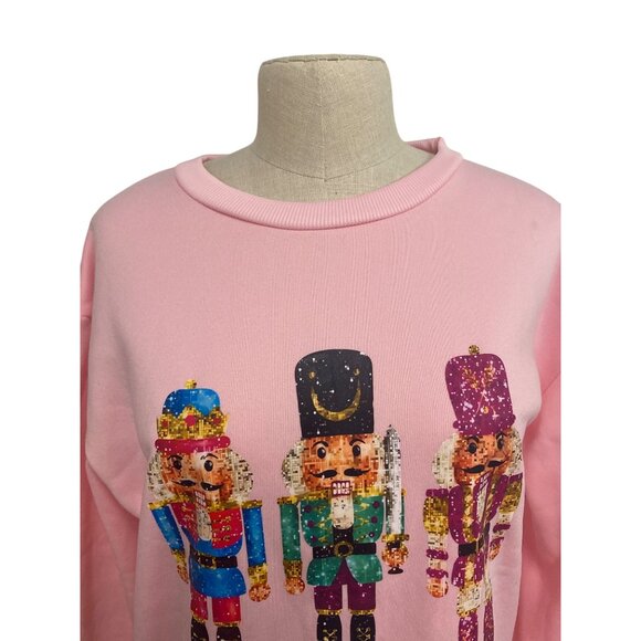 Vintage-Inspired Pink Nutcracker Sweatshirt S - Picture 4 of 7